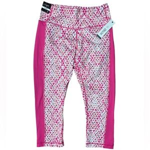 ZELOS Performance Pink and White Capri Leggings